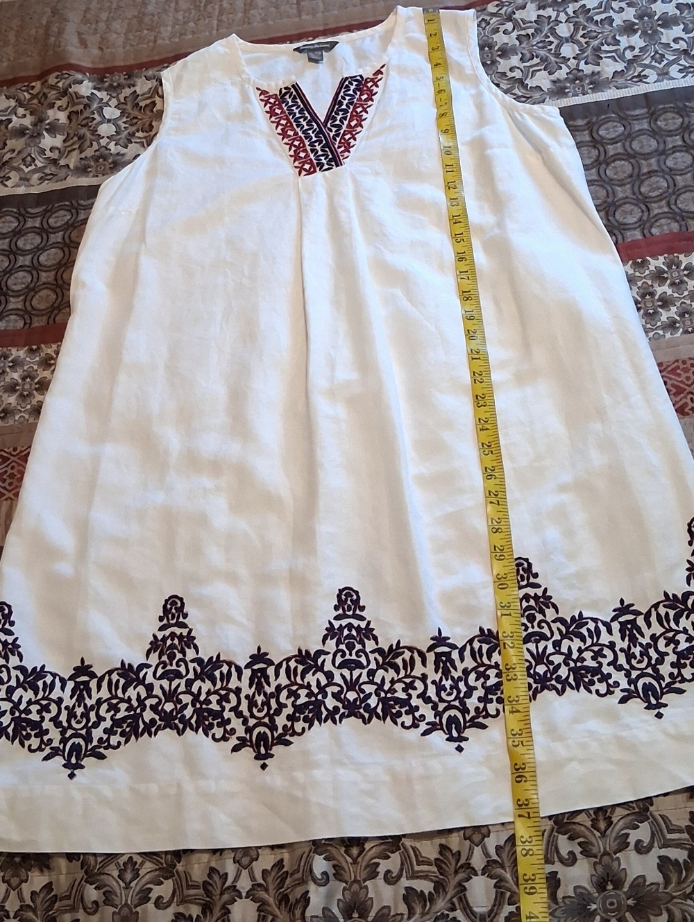 Tommy Bahama‎ Summer Dress Linen Cotton Blend Embroidered Resort SzXL White - Picture 7 of 11